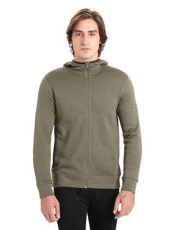 Icebreaker RealFleece® Merino Elemental Long Sleeve Zip Hood Jacka Herr Olivgröna | SE 1707NWYB